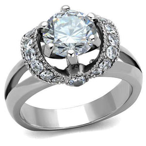 WildKlass Stainless Steel Ring High Polished (no Plating) Women AAA Grade CZ Clear-WildKlass Jewelry
