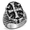 WildKlass Stainless Steel Cross Ring High Polished (no Plating) Men Top Grade Crystal Clear-WildKlass Jewelry