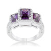 WildKlass 2.3ct Amethyst CZ Rhodium Plated Classic Trio Ring-WildKlass Jewelry