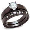 WildKlass Stainless Steel Ring IP Dark Brown (IP Coffee) Women AAA Grade CZ Clear-WildKlass Jewelry