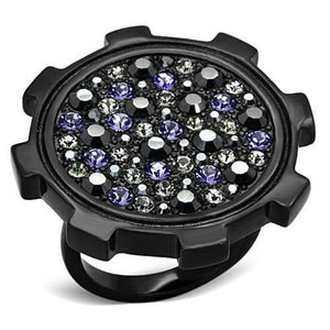 WildKlass Stainless Steel Pave Ring IP Black Women Top Grade Crystal Multi Color-WildKlass Jewelry