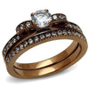 WildKlass Stainless Steel Ring IP Coffee Light Women AAA Grade CZ Clear-WildKlass Jewelry