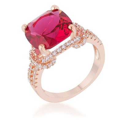 WildKlass 6.2ct Ruby CZ Rose Gold Classic Statement Ring-WildKlass Jewelry