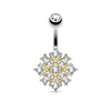 Gem Paved Starburst 316L Surgical Steel WildKlass Belly Button Navel Rings-WildKlass Jewelry