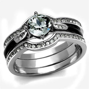WildKlass Stainless Steel Ring High Polished Women Top Grade Crystal Clear-WildKlass Jewelry