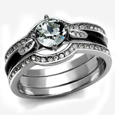 WildKlass Stainless Steel Ring High Polished Women Top Grade Crystal Clear-WildKlass Jewelry