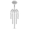 CZ Chandelier with Internally Threaded CZ Flower Top 316L Surgical Steel WildKlass Belly Button Navel Rings-WildKlass Jewelry