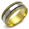 WildKlass Stainless Steel Ring Two-Tone IP Gold Men Epoxy Jet-WildKlass Jewelry