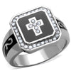 WildKlass Stainless Steel Ring Cross High Polished (no Plating) Women AAA Grade CZ Clear-WildKlass Jewelry