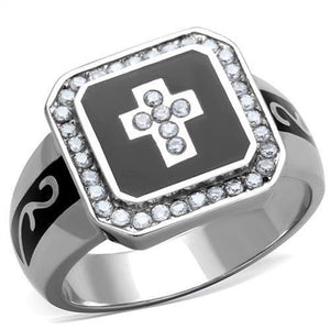 WildKlass Stainless Steel Ring Cross High Polished (no Plating) Women AAA Grade CZ Clear-WildKlass Jewelry