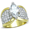WildKlass Stainless Steel Ring Two-Tone IP Gold Women AAA Grade CZ Clear-WildKlass Jewelry