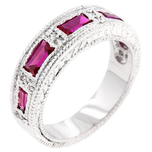 WildKlass Ruby Red Bezel Eternity Band-WildKlass Jewelry