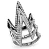 WildKlass Stainless Steel Ring Two-Tone IP Black Women Top Grade Crystal Clear-WildKlass Jewelry
