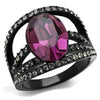 WildKlass Stainless Steel Ring IP Women Top Grade Crystal Amethyst-WildKlass Jewelry
