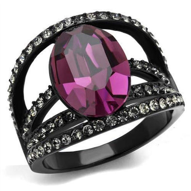 WildKlass Stainless Steel Ring IP Women Top Grade Crystal Amethyst-WildKlass Jewelry