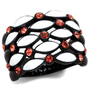 WildKlass Stainless Steel Ring IP Black Women Top Grade Crystal Garnet-WildKlass Jewelry