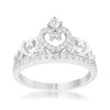 WildKlass Aurora 0.34ct CZ Rhodium Plated Heart Crown Ring-WildKlass Jewelry
