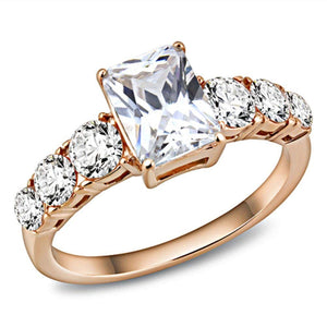 WildKlass Stainless Steel Ring IP Rose Gold Women AAA Grade CZ Clear-WildKlass Jewelry