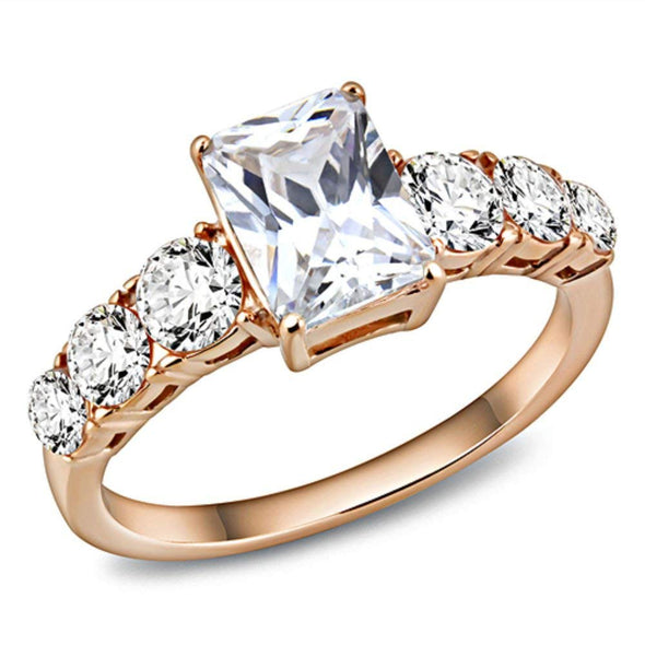 WildKlass Stainless Steel Ring IP Rose Gold Women AAA Grade CZ Clear-WildKlass Jewelry