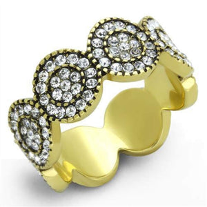 WildKlass Stainless Steel Ring IP Gold Women Top Grade Crystal Clear-WildKlass Jewelry