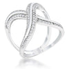 WildKlass 0.4ct CZ Rhodium Plated Pave X Ring-WildKlass Jewelry