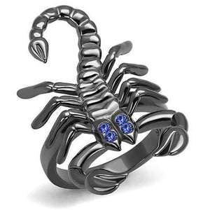WildKlass Stainless Steel Ring IP Light Black (IP Gun) Women Top Grade Crystal Sapphire-WildKlass Jewelry