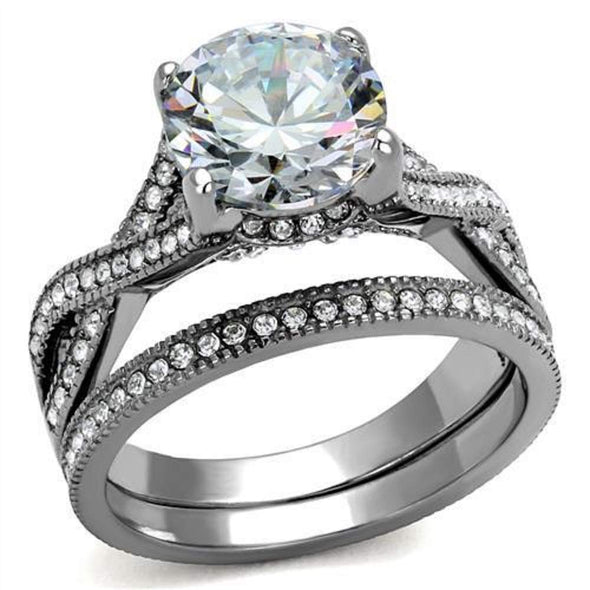 WildKlass Stainless Steel Ring High Polished Women AAA Grade CZ Clear-WildKlass Jewelry