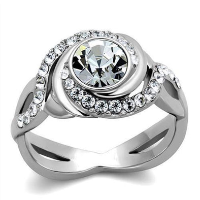 WildKlass Stainless Steel Ring High Polished (no Plating) Women Top Grade Crystal Clear-WildKlass Jewelry