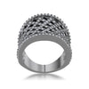 WildKlass 1.4ct CZ Hematite Wide Woven Style Ring-WildKlass Jewelry