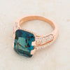 WildKlass 8.6ct Aqua CZ Rose Gold Emerald Classic Cocktail Ring-WildKlass Jewelry