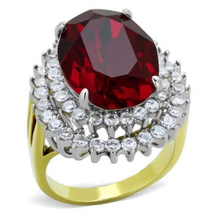 WildKlass Stainless Steel Ring Two-Tone IP Gold Women Top Grade Crystal Siam-WildKlass Jewelry