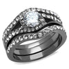 WildKlass Stainless Steel Ring IP Light Black (IP Gun) Women AAA Grade CZ Clear-WildKlass Jewelry