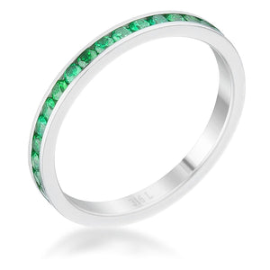 WildKlass 0.5ct Emerald CZ Stainless Steel Eternity Band-WildKlass Jewelry