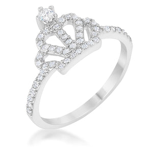 WildKlass 0.36ct CZ Rhodium Plated Simple Crown Ring-WildKlass Jewelry