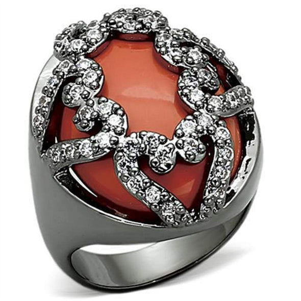 WildKlass Stainless Steel Western Ring Ruthenium Women Synthetic Orange-WildKlass Jewelry
