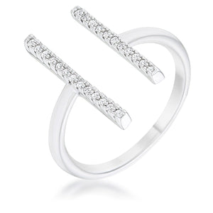 WildKlass 12ct CZ Rhodium Plated Parallel Contemporary Ring-WildKlass Jewelry