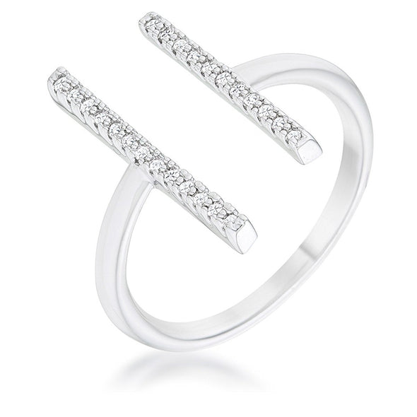 WildKlass 12ct CZ Rhodium Plated Parallel Contemporary Ring-WildKlass Jewelry