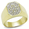 WildKlass Stainless Steel Ring Two-Tone IP Gold Men Top Grade Crystal Clear-WildKlass Jewelry
