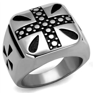 WildKlass Stainless Steel Ring High Polished Men Epoxy Jet-WildKlass Jewelry