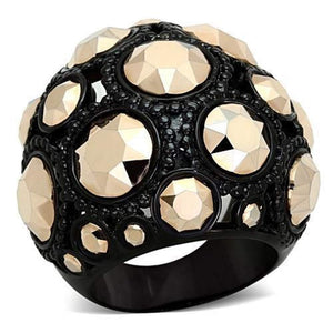 WildKlass Stainless Steel Halloween Ring IP Black Women Top Grade Crystal Metallic Light Gold-WildKlass Jewelry