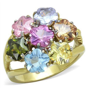 WildKlass Stainless Steel Ring Two-Tone IP Gold Women Assorted Multi Color-WildKlass Jewelry