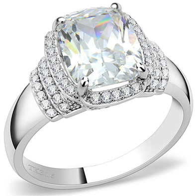 WildKlass Stainless Steel Ring High Polished Women Cubic Clear-WildKlass Jewelry