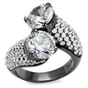 WildKlass Stainless Steel Ring IP Light Black (IP Gun) Women AAA Grade CZ Clear-WildKlass Jewelry