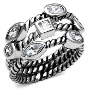 WildKlass Stainless Steel Ring High Polished Women AAA Grade CZ Clear-WildKlass Jewelry