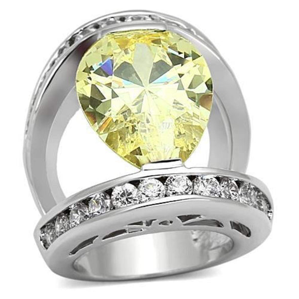 WildKlass Brass Pave Ring Rhodium Women AAA Grade CZ Citrine Yellow-WildKlass Jewelry