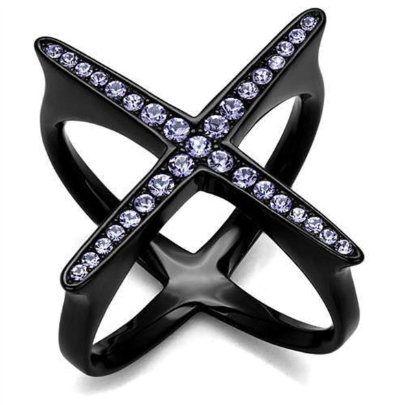 WildKlass Stainless Steel Ring IP Women Top Grade Crystal Amethyst-WildKlass Jewelry