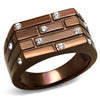 WildKlass Stainless Steel Ring IP Coffee Light Men Top Grade Crystal Clear-WildKlass Jewelry