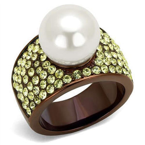 WildKlass Stainless Steel Ring IP Coffee Light Women Synthetic White-WildKlass Jewelry