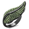WildKlass Stainless Steel Ring IP Light Black (IP Gun) Women Top Grade Crystal Peridot-WildKlass Jewelry