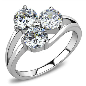 WildKlass Stainless Steel Ring High Polished Women AAA Grade CZ Clear-WildKlass Jewelry